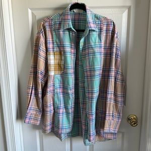 SMALL PLAID SPRING COLOR OVERSIZED BUTTON DOWN
